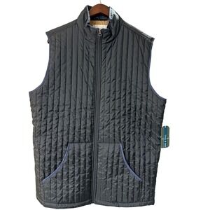 Mutual Weave Quilted Puffer Vest Mens XLT Black Vertical Stitch Zip Front NWT